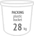 Plastic bucket, 28 kg.